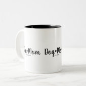 Black Script Established Dog Mom  ツートーンマグカップ (正面左)