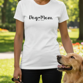Black Script Established Dog Mom T-Shirt Tシャツ