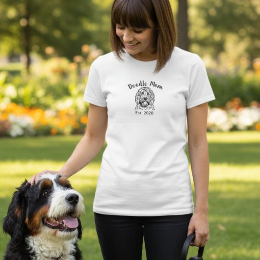 Black Script Established Doodle Mom Tシャツ