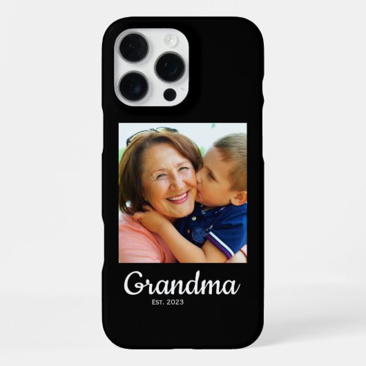 Black Script Established Grandma  iPhoneケース (裏面)