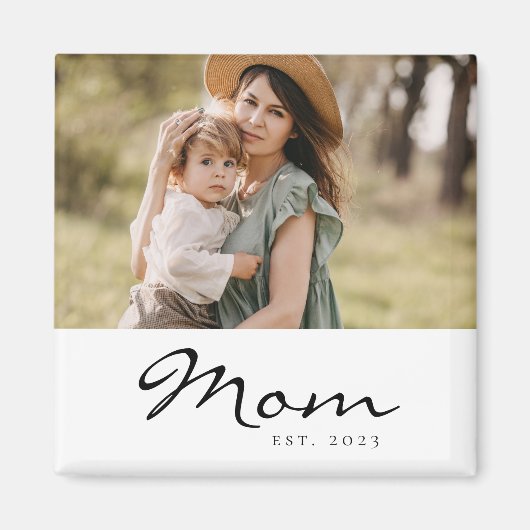 Black Script Established Mom マグネット (正面)