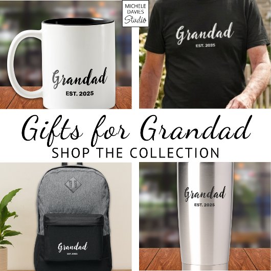 Black Script Grandad Established  Tシャツ