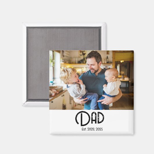 Black Script Grunge Dad Established マグネット (正面/裏面)