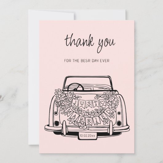 Black Script Handdrawn Simple Wedding Vow Renewal  サンキューカード (正面)