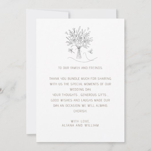 Black Script Handdrawn Simple Wedding Vow Renewal サンキューカード (裏面)