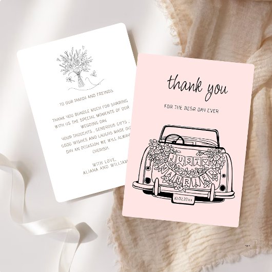 Black Script Handdrawn Simple Wedding Vow Renewal  サンキューカード