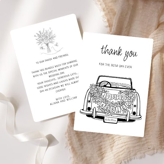 Black Script Handdrawn Simple Wedding Vow Renewal  サンキューカード