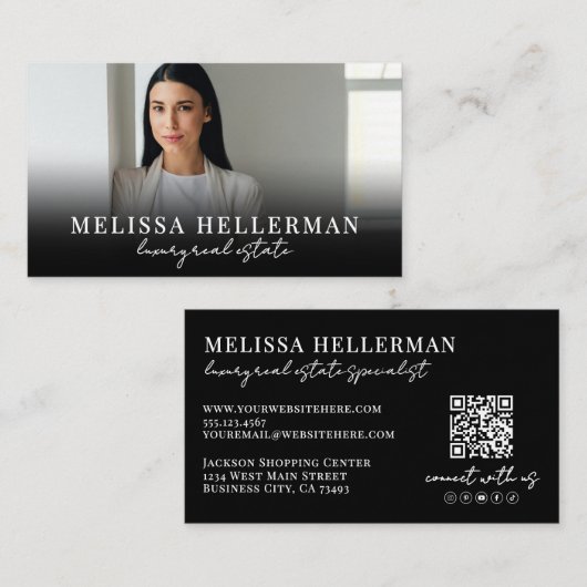 Black Script Luxury Real Estate 名刺 (正面/裏面)