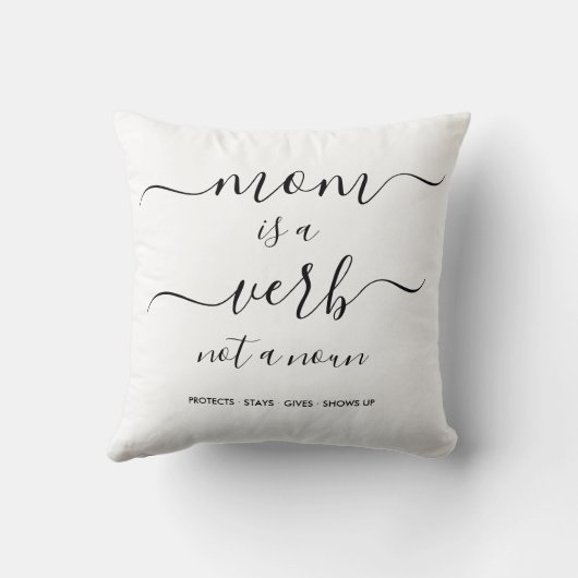 Black Script Mom Is a Verb Mother Keepsake クッション (裏面)