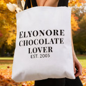 Black Script Name Established Chocolate Lover トートバッグ