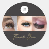 Black Script Photo Lashes Business  ラウンドシール (正面)