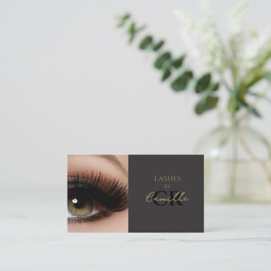 Black Script Photo Lashes Business Card 名刺 (スタンド正面)