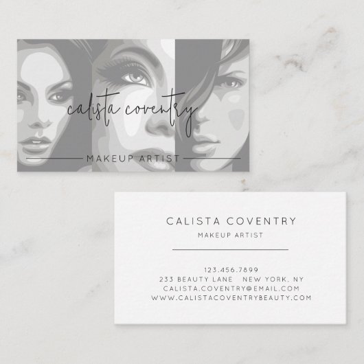 Black Script Photo Makeup Business 名刺 (正面/裏面)