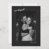 Black Script Photo We Eloped Minimalist Modern 案内状 (正面)