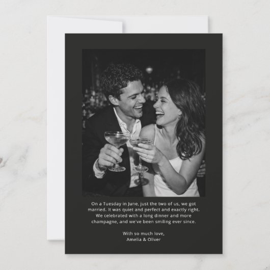 Black Script Photo We Eloped Minimalist Modern 案内状 (裏面)
