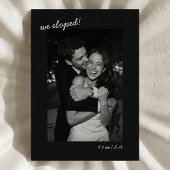 Black Script Photo We Eloped Minimalist Modern 案内状