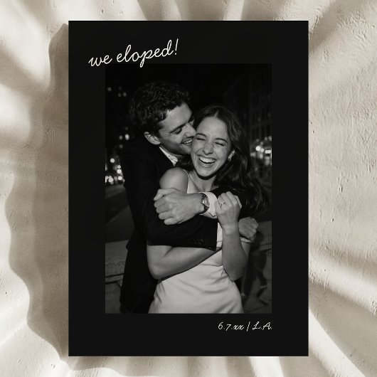 Black Script Photo We Eloped Minimalist Modern 案内状