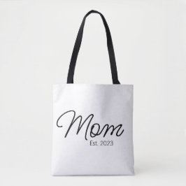 Black Script Typography Established Mom トートバッグ