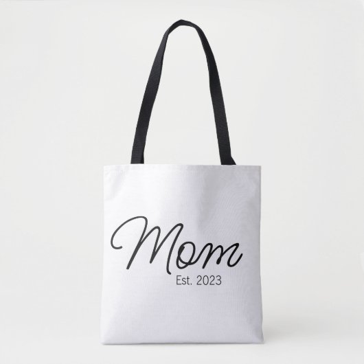 Black Script Typography Established Mom トートバッグ (正面)