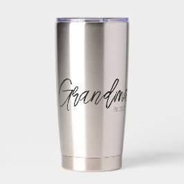 Black Script Typography Grandma Established Year 保温保冷タンブラー
