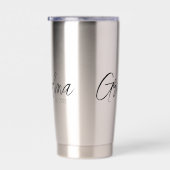 Black Script Typography Grandma Established Year 保温保冷タンブラー (右面)