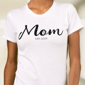 Black Script Year Established Mom Tシャツ