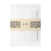 Black Scroll Monogrammed Elegant Invitation 招待状ベリーバンド (正面例)