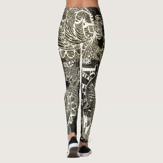 Black Sepia Abstract Leggings レギンス (裏面)
