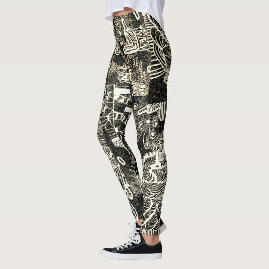 Black Sepia Abstract Leggings レギンス (左)