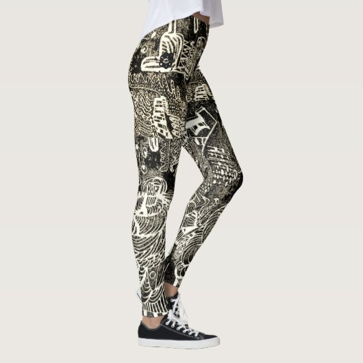 Black Sepia Abstract Leggings レギンス (右)