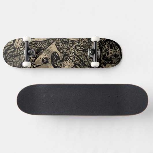 Black Sepia Abstract Skateboard スケートボード (横)