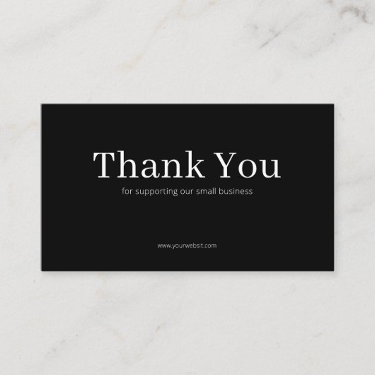 Black Serif Thank You Card Discount Code Business 名刺 (正面)
