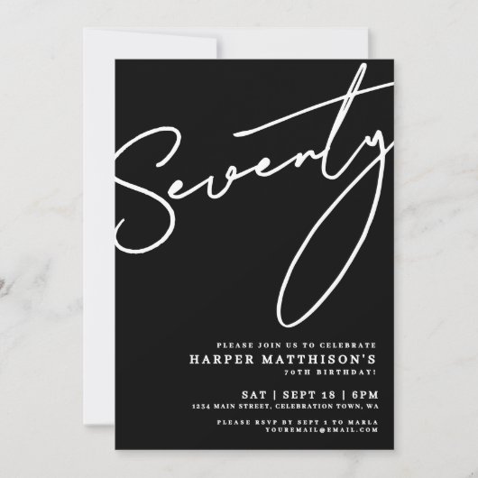 Black Seventy 70th Birthday Party 招待状 (正面)