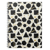 Black Shapes and Gold Confetti Pattern ノートブック (正面)