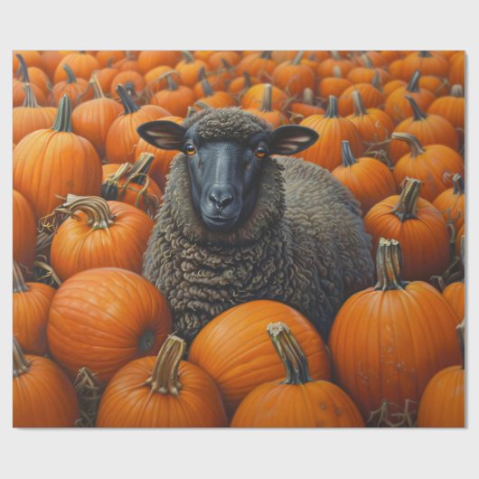 Black Sheep Autumn Pumpkin Patch Decoupage ラッピングペーパー (フラット)