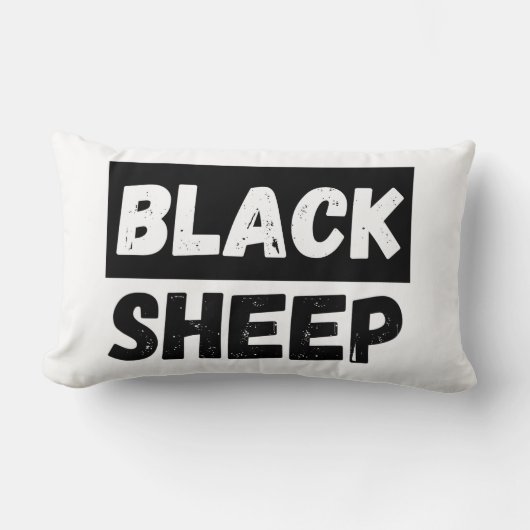 Black Sheep Bold Distressed Rebel Streetwear Art ランバークッション (正面)