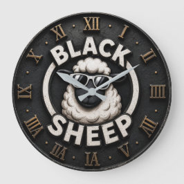 Black Sheep Funny Cool Farmhouse Sheep Decor ラージ壁時計