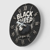 Black Sheep Funny Rustic Farmhouse Rebel ラージ壁時計 (傾斜)