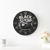 Black Sheep Funny Rustic Farmhouse Rebel ラージ壁時計 (ホーム)
