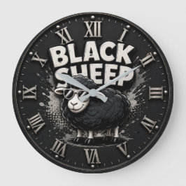 Black Sheep Funny Rustic Farmhouse Rebel ラージ壁時計