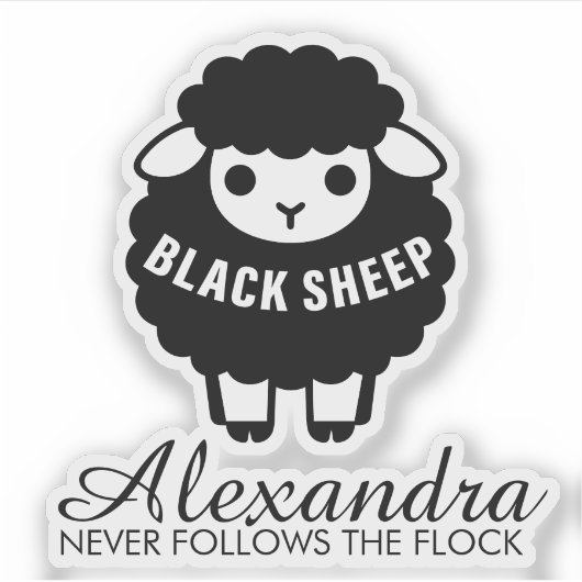 Black Sheep Never Follows Flock Funny シール (正面)
