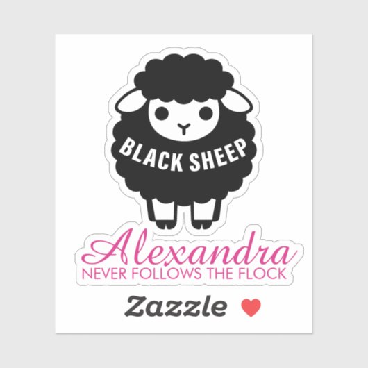 Black Sheep Pink Never Follows Flock Funny シール (シート)