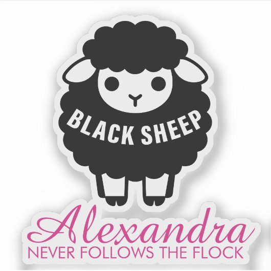 Black Sheep Pink Never Follows Flock Funny シール (正面)