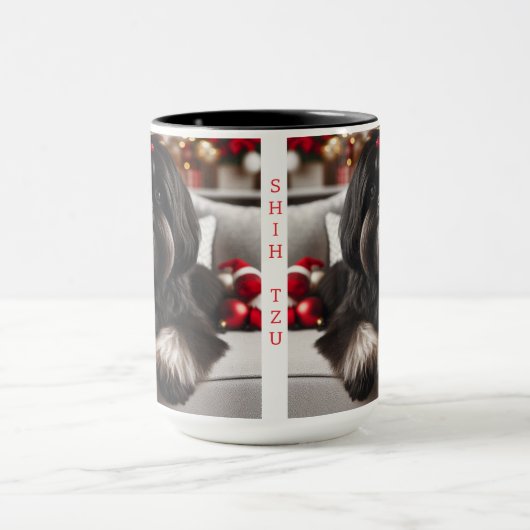 Black Shih Tzu Christmas Coffee Mug Cup マグカップ (中央)