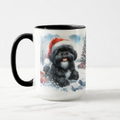 Black Shih Tzu Dashing Thru Snow Christmas Mug マグカップ (左)