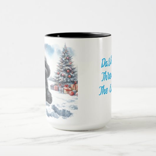 Black Shih Tzu Dashing Thru Snow Christmas Mug マグカップ (中央)