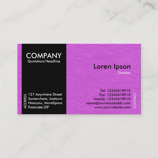 Black SideBand – マゼンタ紙テクスチャ 名刺 (正面)