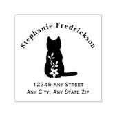 Black Silhouette Cat Floral Pet Lover セルフインキングスタンプ (デザイン)