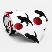 Black Silhouette Kitty, with red wool Ball (Multi) ネクタイ (ロール)