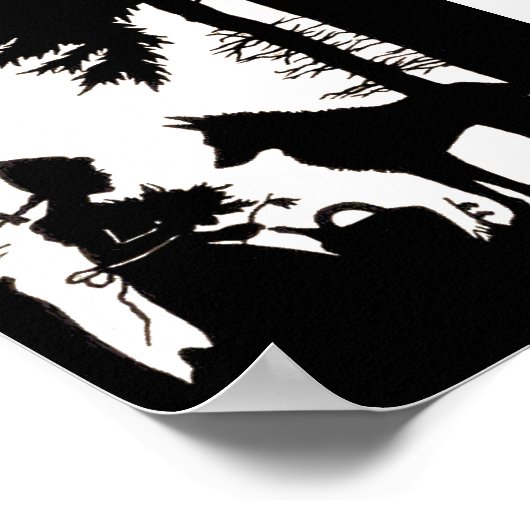 Black Silhouette Red Riding Hood Wolf Woods ポスター (角)